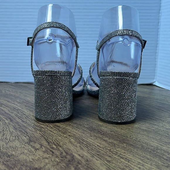 Nina Block Heel Evening Sandals Silver Strap Sandals Heels Size 6.5 - Picture 7 of 15